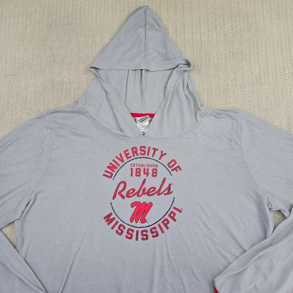 Ole Miss Rebels Hoodie Shirt Mens 3XL Gray Red Graphic Long Sleeve‎ SEC Football